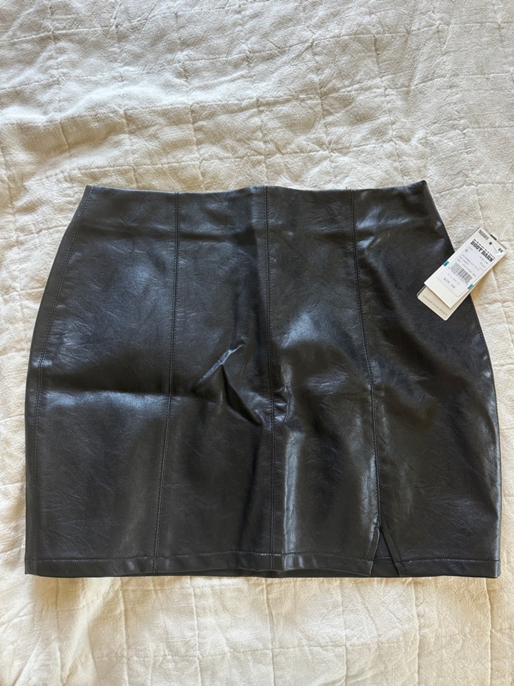 Black Faux Leather Mini Skirt - Unbranded